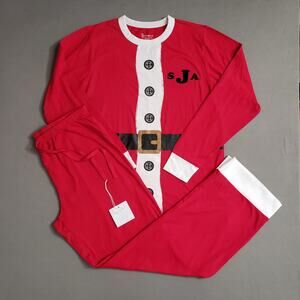 Pajamagram New PJ Set Long‎ Sleeve Top & Bottoms Size Medium Santa Claus Holiday